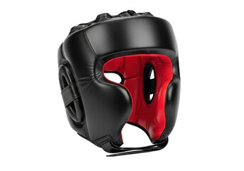 Black and red boxing headgear isolated on transparent background