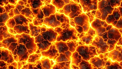 Liquid Lava Flow Texture with Glowing Orange and Black Cracks Showing Heat and Molten Abstract