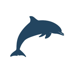 Fototapeta premium Silhouette of a dolphin leaping gracefully.