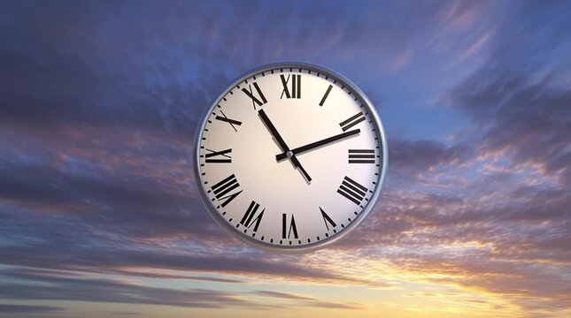 Clock floating in the sky for daylight savings time