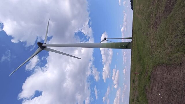 Wind generator, propeller of wind turbine is slowy turning 