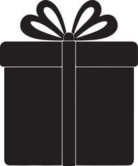 Gift box icon in Trendy Flat style with ribbon icon in silhouette on white background
