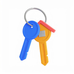 Colorful cartoon keys symbolizing home ownership and real estate investment concepts