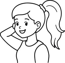 Obraz premium girl brushing ponytail gently smiling clean mini