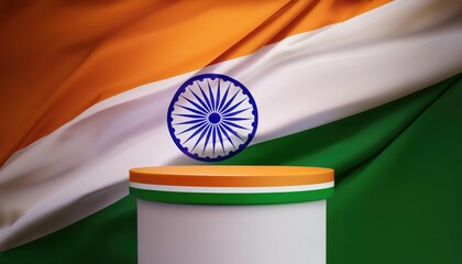 Product Display Podium with Indian Flag - Independence and Republic Day Sale Concept