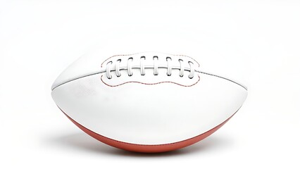 An American football sits isolated on a clean white background with subtle shadows.