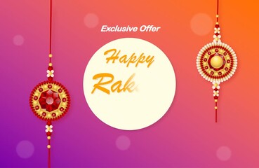 Colorful Raksha Bandhan sale video featuring a gradient background transitioning from orange to purple. Animation Happy Raksha Bandhan. Exclusive Offer. Up to 10% off. Shop Now. - Powered by Adobe