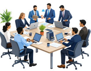 Group of business people in office, professional team working in a modern workplace,