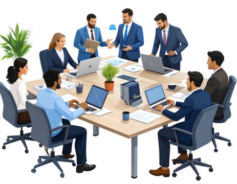 Group of business people in office, professional team working in a modern workplace,