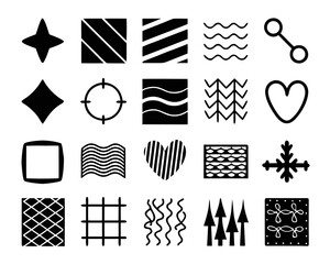 Collection of decorative hatching line patterns for graphic design backgrounds and textures