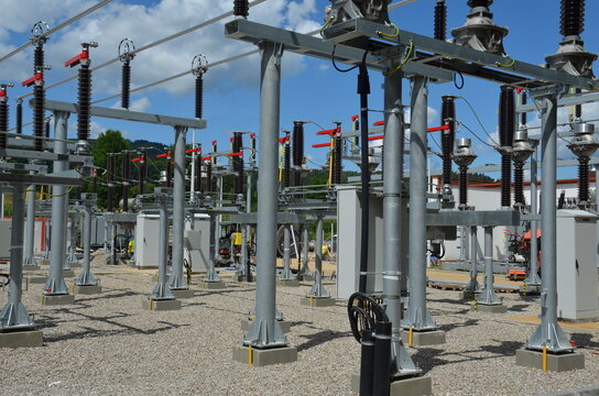 Ongoing construction of a 110kV traction substation, part of a railway electrification system.