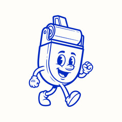 Cheerful Cartoon Tape Dispenser Mascot Walking Vector Illustration