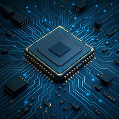 A detailed close-up view of complex electronic circuits and components on a green printed circuit board (PCB), showing the intricate wiring and solder points.
i
