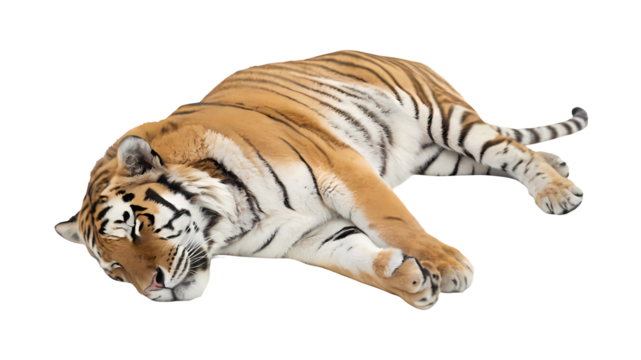 Sleeping royal bangle tiger isolated on white background - Powered by Adobe