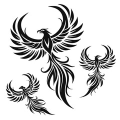 Collection Of Phoenix Wing Inspired Flame Symbols