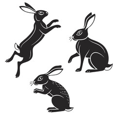 Rabbit Silhouette Bundle Jumping Sitting Curl