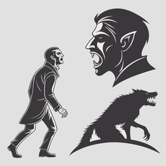 Set Of Horror Themed Monster Head Silhouettes Va