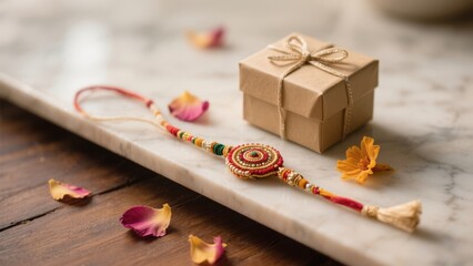 Raksha Bandhan sweets and a hand band  with a traditional " AI Generator "
