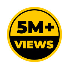 Fototapeta premium 5 Million Views PNG, Yellow Colour, High Quality Download, 