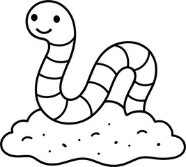 Fototapeta premium Whimsical Worm Icon With Smiling Face Emerging From Soil in a Playful Outdoor Setting