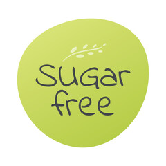 Sugar Free vector sign. Product sticker. Green gray isolated label with twig. Symbol for food, labeling, special diet, diabetes, healthy eating, lifestyle, design element