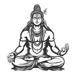 Line Art of lord Mahadev isolated on a transparent background