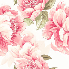 Seamless pattern with pink flowers