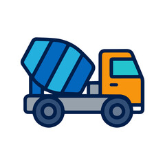 Fototapeta premium Cartoon concrete mixer truck isolated on white background