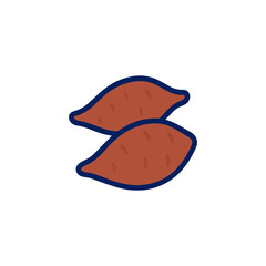 Two brown sweet potatoes isolated on white background