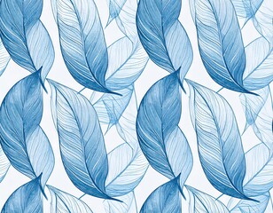 Obraz premium Delicate blue leaf pattern on a light background