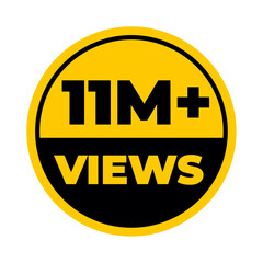 11 Million Views PNG, Yellow Colour, High Quality Download, 