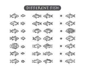 Minimalist Fish Icons: Black & Line Art Aquatic Collection