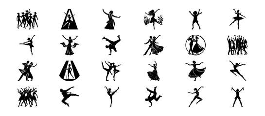 set of silhouettes of dance vector 