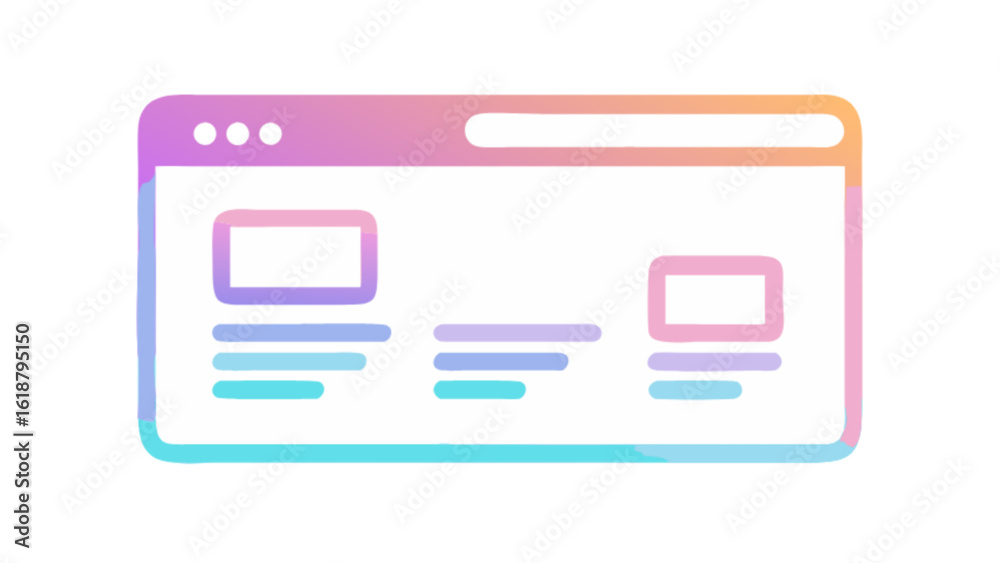 Wall mural illustration of a website browser window with a gradient color scheme, showcasing a modern and abstr