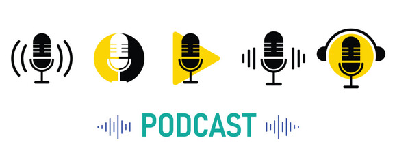 Podcast icons and wordmark