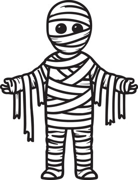 recommend clip art: Halloween Cute cartoon mummy character with open arms and bandages