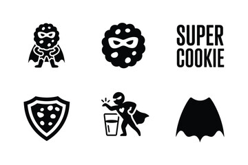 Cookie superhero shield cape and text glass