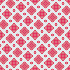 Seamless Red and White Geometric Pattern – Ornamental Circle and Square Design for Textile & Digital Art