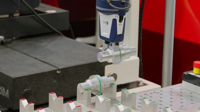 Automated Robot Arm Handling Metal Parts Pick and Place Factory Testing