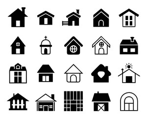 Fototapeta premium Modern flat home icon collection for web and application interfaces featuring a clean design with primary color accents ideal for digital projects