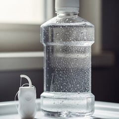 dental care products in a clean, bright bathroom, emphasizing hygiene and oral health