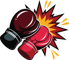 Boxing gloves impact explosion red boxing gloves black boxing gloves