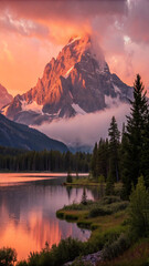 Grand teton national park scenic mountain lake sunset landscape photography nature travel destination view hd wallpaper, wallpaper 4k