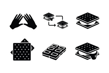 Hands making s more sandwich chocolate bar and s more sandwich marshmallow graham cracker