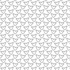 Black heart seamless pattern. Black and white ink brush hearts hand drawn ornament.	
