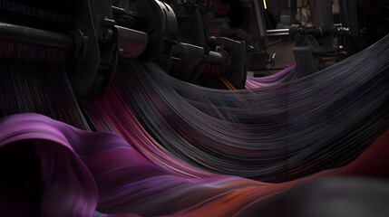 Abstract Colorful Fabric Manufacturing Process