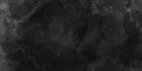 Naklejka premium Watercolor vintage black background texture in painted grunge distressed design aquarelle abstract splash with dynamic effect, dark gray hand painted monochrome light isolated texture background.