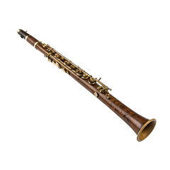 Obraz premium Wooden oboe with brass keys on a black background woodwind instrument musical instrument