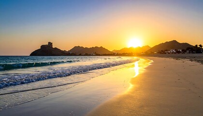Golden sunset over a beach