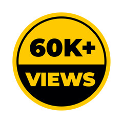 60K Views png, Yellow Colour, Minimal Style, High Resolution